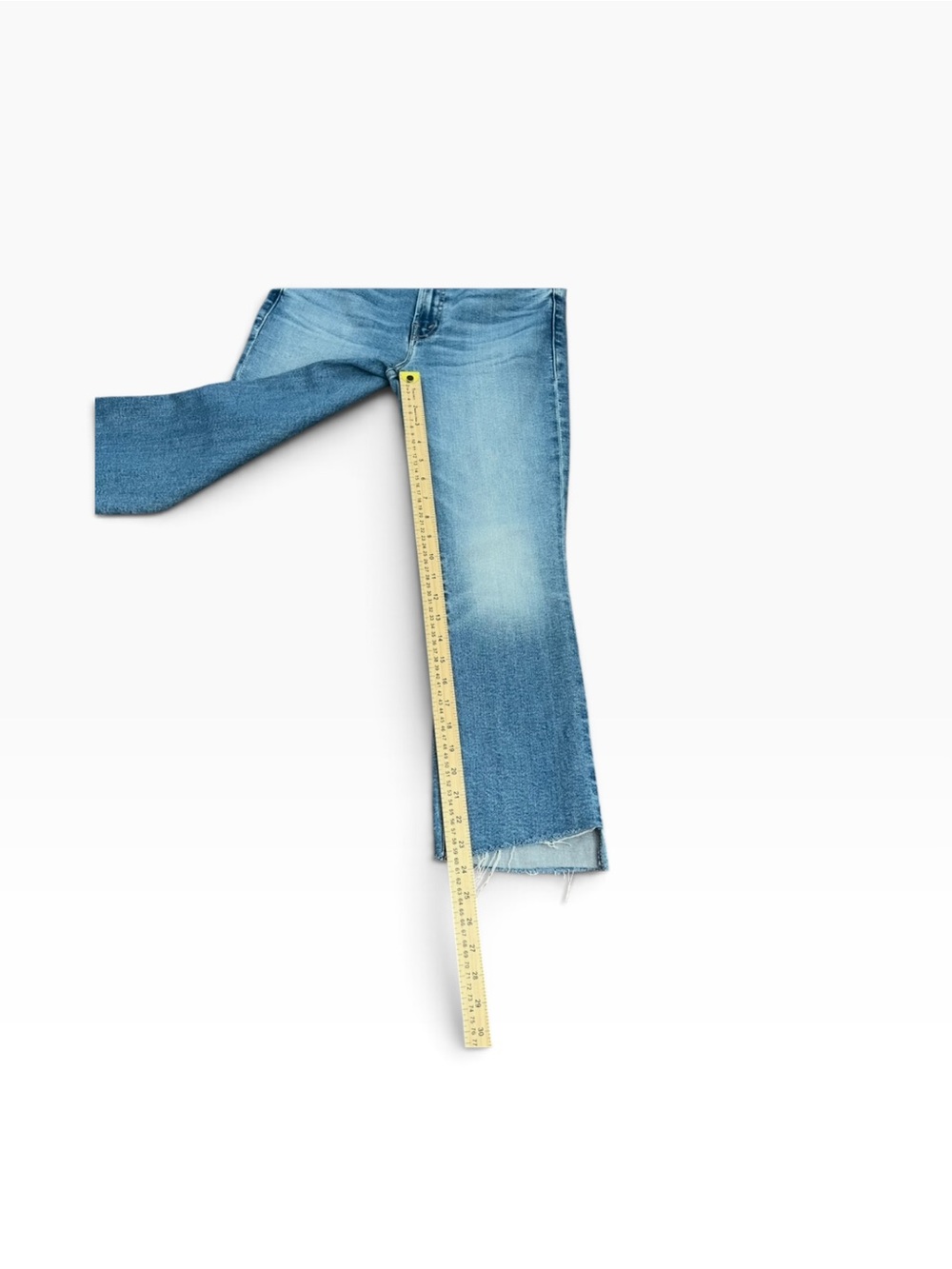 MOTHER Lil’ Insider Crop Step Fray Jeans Petite Out Of The Blue Size 27 - Picture 14 of 16